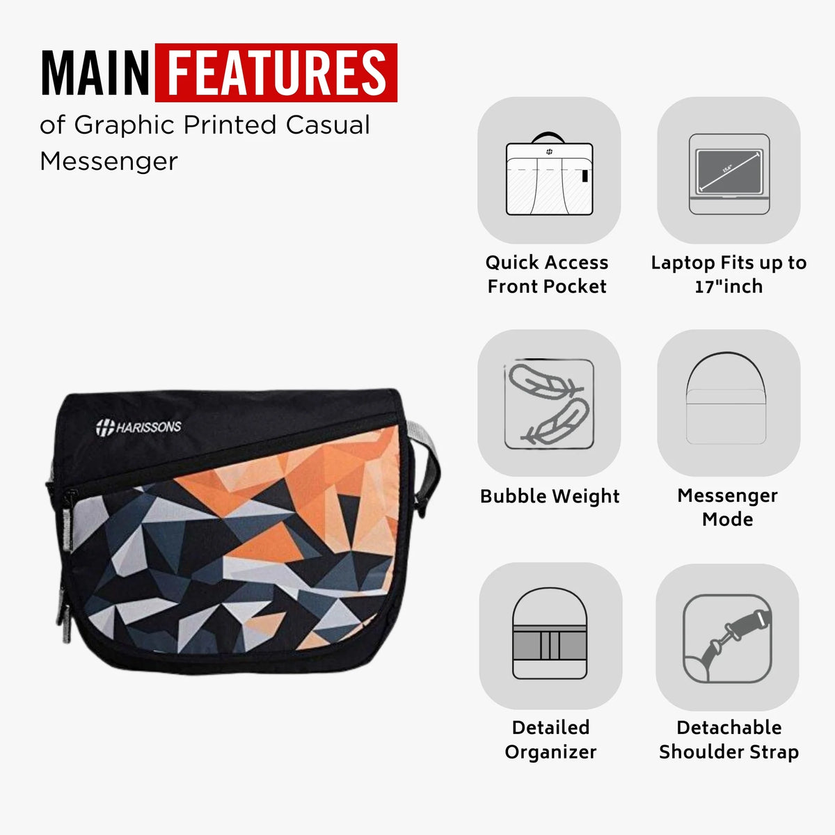 Mosaic 17L Graphic Printed Casual Messenger