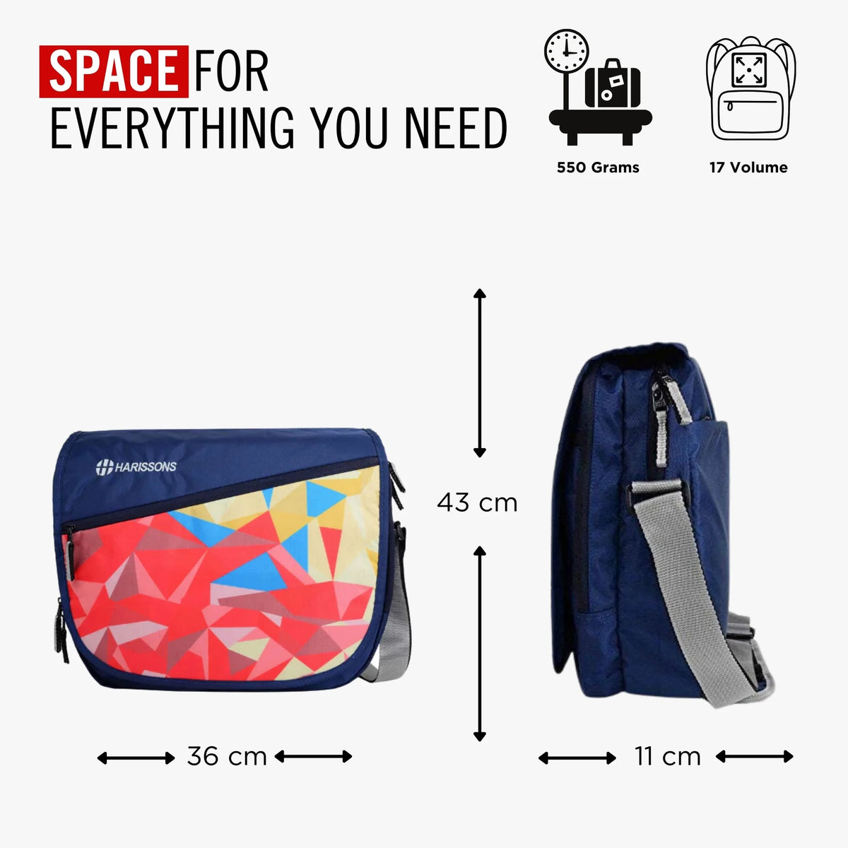 Mosaic 17L Graphic Printed Casual Messenger
