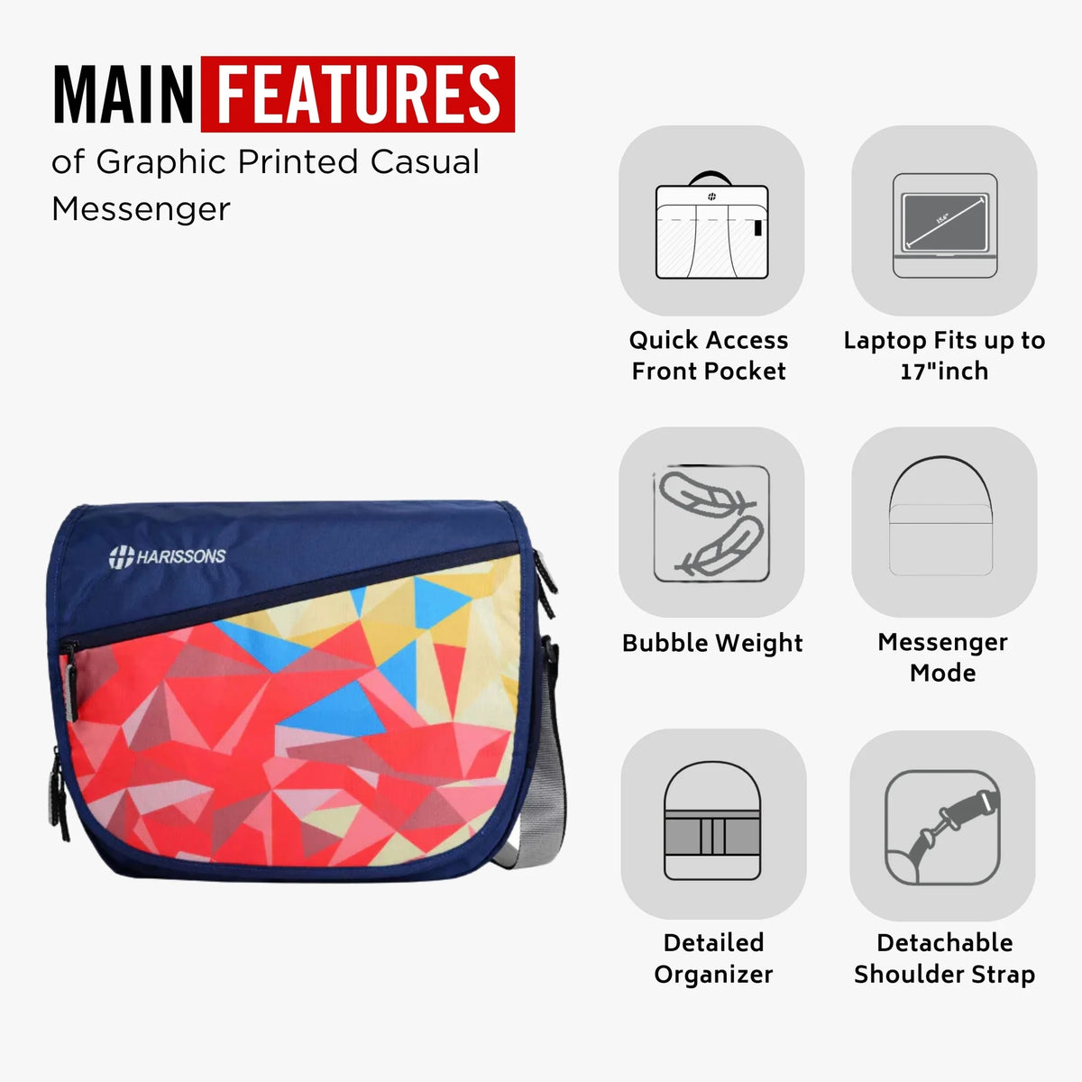 Mosaic 17L Graphic Printed Casual Messenger